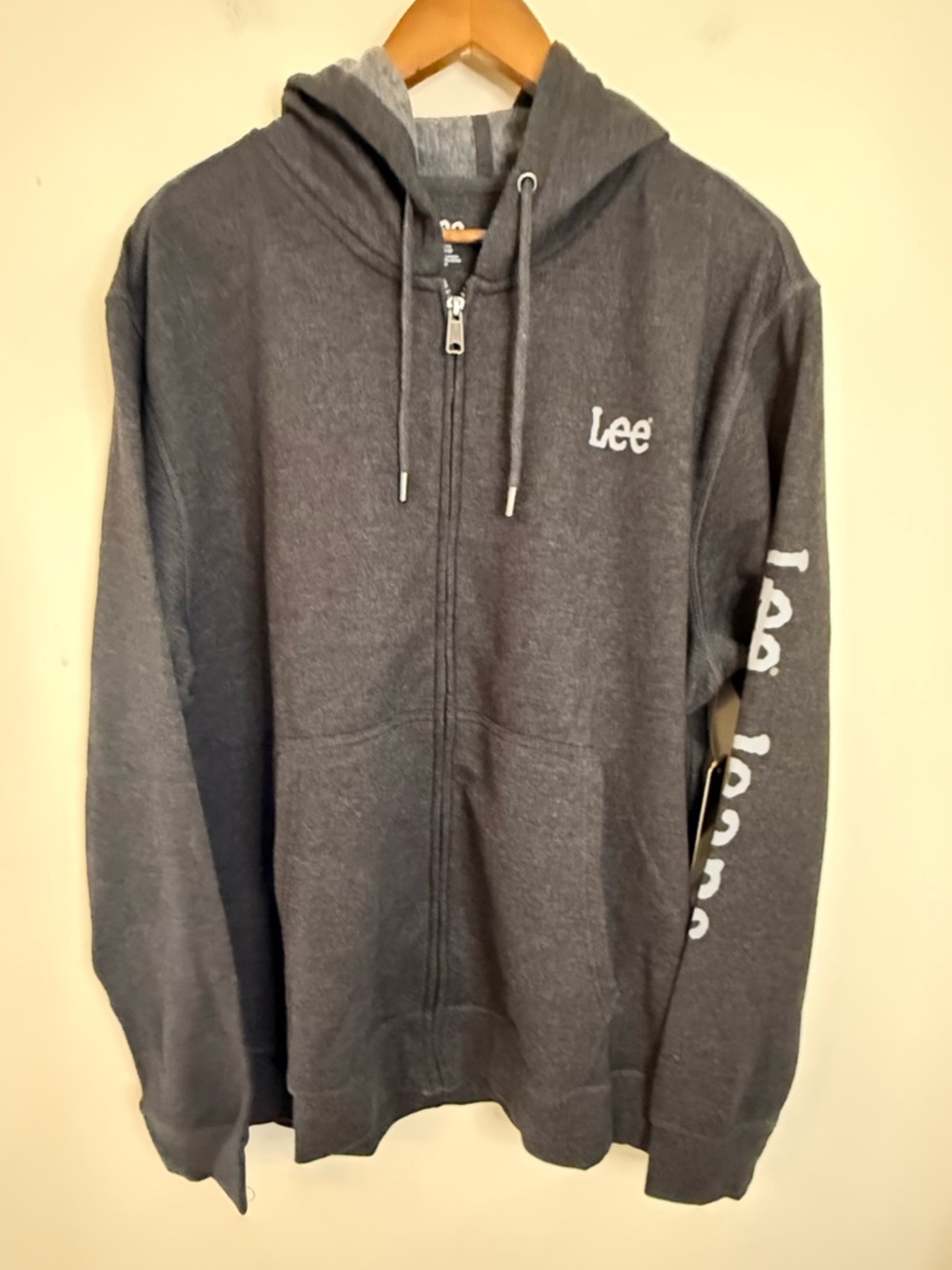 Lee charcoal gray zip fleece lined hoodie sweatshirt SZ XL